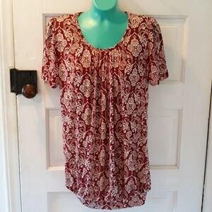 Messick red cream tunic large